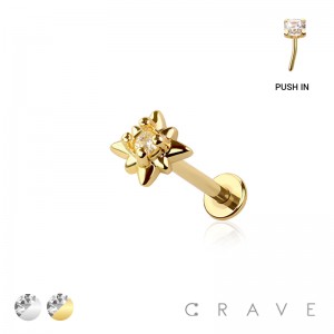 STARBURST TOP THREADLESS (PUSH IN) 316L SURGICAL STEEL LABRET SET